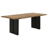 MAKLAINE Wood Live Edge Dining Table in Natural Acacia and Black MAKLAINE
