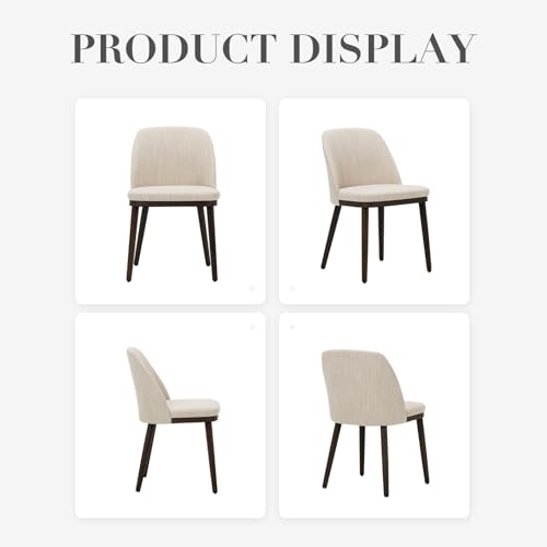 COLAMY Upholstered Dining Chairs Set of 6, Modern Kitchen Chairs with Back, Fabric Side Chair with Wood Legs for Dining Room Kitchen Restaurant, Beige COLAMY
