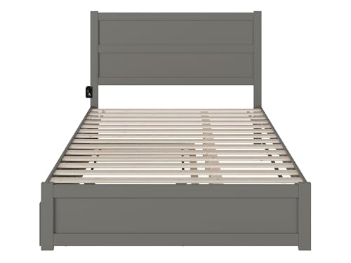 AFI NoHo Queen Platform Bed with Footboard & Twin XL Trundle in Grey AFI