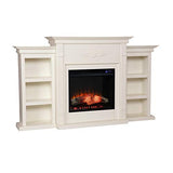 SEI Furniture Tennyson Electric Fireplace with Bookcases, New Ivory SEI Furniture