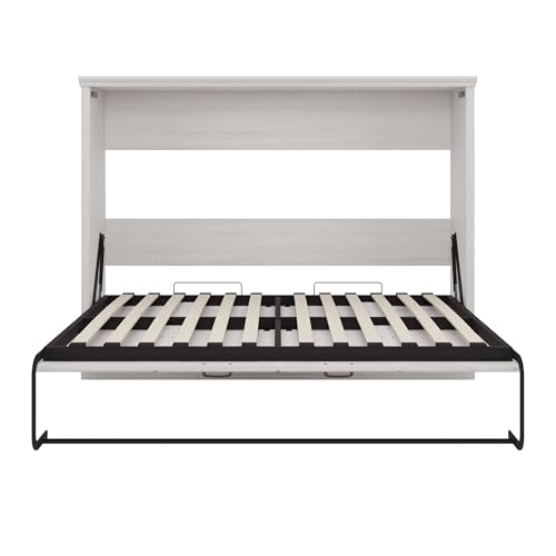 MERITLINE Twin Horizontal Murphy Chest Bed,Wood Folding Hideaway Bed Cabinet for Adults (White) MERITLINE