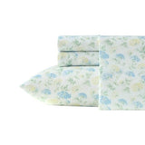 Laura Ashley - Full Size Sheet Set, Crisp & Cool Printed Satin Bedding with a Light and Breathable Feel, 4 Piece Bed Sheets with Deep Pocket Fitted Sheet & Matching Pillowcases (Edwina Blue) Laura Ashley