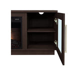 Cheerway 3D Fireplace TV Stand for TVs up to 80’’, Wooden Media Entertainment Center Table & TV Cabinets w/Storage Shelves & Barn Door, Electric Fireplace w/Remote Control Cheerway
