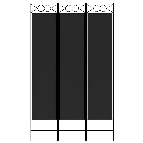vidaXL 3-Panel Room Divider - Black 47.2"x78.7" Fabric - Versatile Decorative Screen for Indoor Privacy, Sunlight Blocker, Easy to Install and Store vidaXL