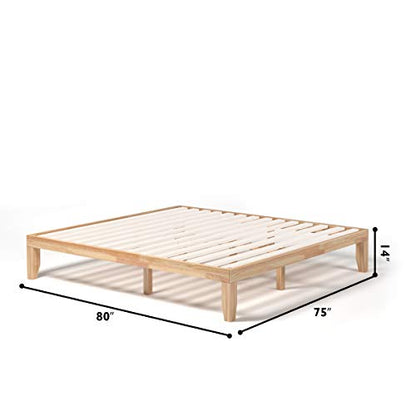 Giantex Solid Rubberwood King Bed Frame with Heavy-Duty Support and Under-Bed Storage - WoodArtSupply