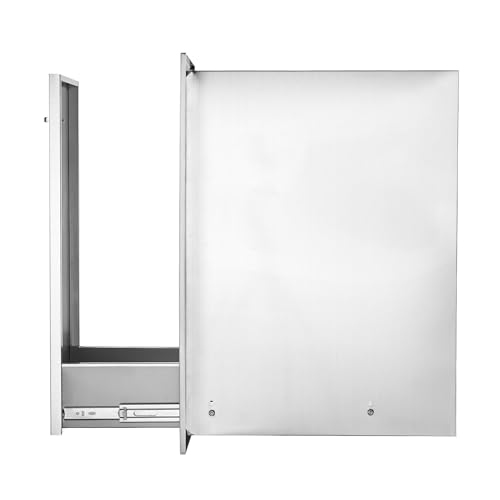 VEVOR Pull Out Trash Drawer 13.4"W x 25.7"H x 19.6"D Lower Sliding Rails Stainless Steel Roll Out Trash Bin Pull Out Tray Outdoor Kitchen Trash Drawer with Handle for BBQ Island Grill Station VEVOR