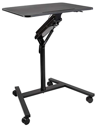 Mount-It! Mobile Standing Desk for Laptop with Wheels, Gas Spring Height Adjustable Rolling Workstation Cart, 27" x 20" Laptop Desk on Wheels, Portable Computer Desk for Home Office, Classroom Mount-It!