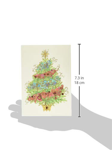 Papyrus Christmas Cards Boxed with Envelopes, Peace and Happiness, Christmas Tree (12-Count) Papyrus
