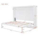 Merax Full Size Murphy Bed, Wood Hidden Foldable Wall Bed Frame w/Gas Struts, Storage Bed Cabinet for Bedroom, Office, Space-Saving, No Box Spring Needed, White Merax