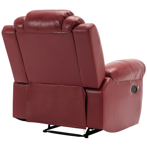 ERYE Manual Recliner Chair with LED Light Strip for Living Room, Bedroom, Manual Reclining Home Theater Seating Armchair, Faux Leather Tufted