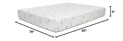 NapQueen King Size Mattress, 6 Inch Anula Green Tea Infused Memory Foam Mattress, King Size Mattress Bed in a Box, CertiPUR-US Certified Mattress