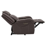 SITJOY Pet Friendly Leather Power Recliner Chair, Zero Wall Hugger RV Recliners with Power Headrest, Charging Ports, Side Pockets, Down-Filled, Scratch Resistant Waterproof Faux Leather in Dark Brown