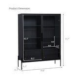 Virubi 51.2'' Display Cabinet with Glass Doors, Drawers and LED Light, Wood Curio Display Case with Storage and 4-Tier Adjustable Shelves, for Living Room, Office, Freestanding (Black) Virubi
