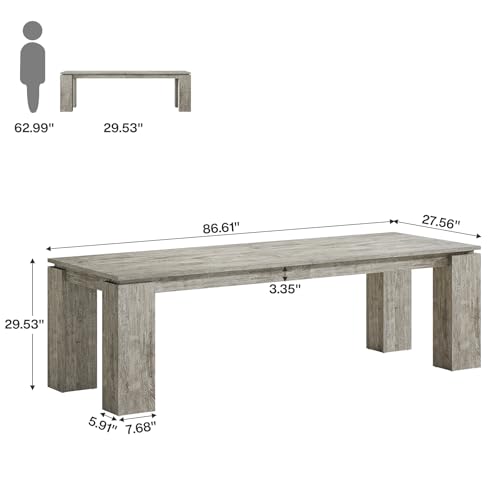 Tribesigns 7 ft Extra Long Conference Table, 86-Inch Office Meeting Room Table, Modern Industrial Rectangle Gray Seminar Desk for 8 (1) Tribesigns