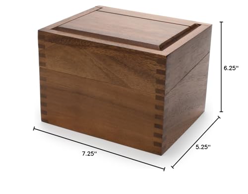 Ironwood Gourmet Acacia Wood Recipe Box with Divider Tabs, 2 Compartment, Single Ironwood Gourmet