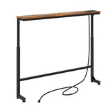 Kitstorack Narrow Console Table Behind Sofa Couch, Design with Adjustable Height (25"-33") & Power Outlets, Small Entryway Table - 5.9" D x39.4 L, Rustic Brown Kitstorack