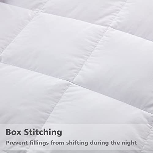 APSMILE Lightweight Down Feather Fibers Blanket, Summer Cooling Down Feather Fibers Comforter Twin Size, Ultra-Soft Breathable Thin Bed Quilt Duvet with Satin Trim(Twin, Cream White) APSMILE