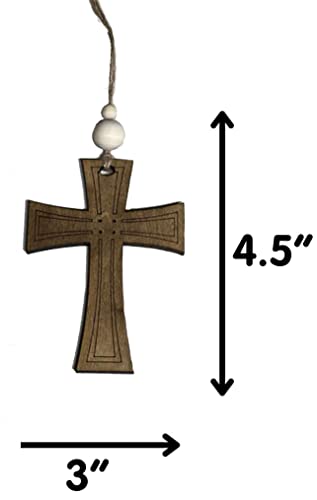 Car Charm Rear View Mirror Hand Crafted Wooden Cross Religious Gift Christening Gift Cross Car Ornament Wood Cross Personalized Rear View Mirror Cross Hanging Car Decor (Cross_3) SweetCreatesUS