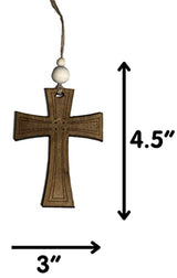 Car Charm Rear View Mirror Hand Crafted Wooden Cross Religious Gift Christening Gift Cross Car Ornament Wood Cross Personalized Rear View Mirror Cross Hanging Car Decor (Cross_3) SweetCreatesUS