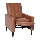 Flash Furniture Erza LeatherSoft Button Tufted Pushback Recliner, Mid-Century Modern Recliner Chair for Residential and Commercial Use, Cognac Brown Flash Furniture