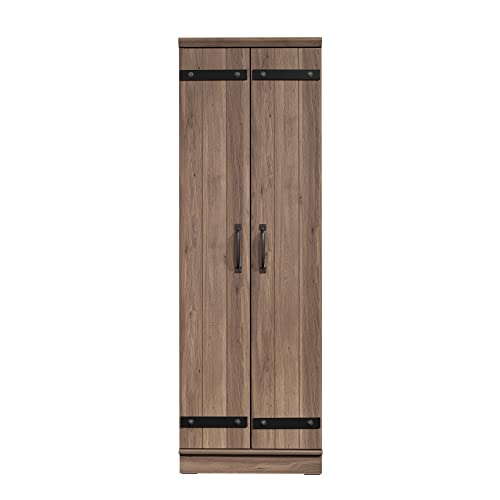 Sauder HomePlus 2-Door Farmhouse Storage Cabinet/Pantry cabinets, Salt Oak Finish - WoodArtSupply