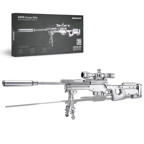 Piececool 3D Puzzles for Adults, AWM Sniper Rifle Gun Model to Build Kits DIY Assembly Super Magnum Metal Model Kits Birthday Gifts Hobbies for Adult, Beginners Level