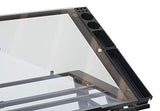 SD STUDIO DESIGNS Futura Luxe Drawing, Drafting, Craft Table with Drawer, 35" Wide Angle Adjustable Top and Side Shelf, Pewter Grey/Clear Glass SD STUDIO DESIGNS