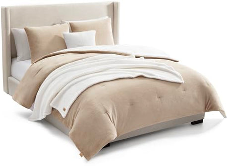 UGG Remina Comforter Set 5 Piece Bed in a Bag with Throw Blanket, Decorative Pillow, Shams, and Reversible Comforter Hypoallergenic Washable Luxury Warm Fluffy Bedding Set, Full/Queen, Brown Birch UGG