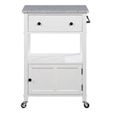 OSP Home Furnishings Fairfax Kitchen Cart with Granite Work Top and Extra Storage Drawer and Cabinet, White Office Star Products