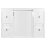 Murphy Bed with Dual Sliding Storage Cabinets, Hidden Wall Cabinet Design, Dual 6-Tier Side Shelves, Large-Capacity Space-Saving Wall Bed System for Modern Homes & Multifunctional Rooms, Full, White Merax