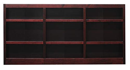 Traditional Triple Wide Wood Bookcase with Adjustable Shelves in Cherry Finish by Concepts In Wood - WoodArtSupply