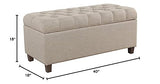 Homepop Home Decor | Tufted Ainsley Button Storage Ottoman Bench with Hinged Lid | Ottoman Bench with Storage for Living Room & Bedroom, Tan HomePop