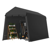 7X12 Ft Outdoor Portable Storage Shelter Shed with Rolled Up Zipper Doors & Vents, Heavy Duty Carport for Motorcycle Waterproof and Uv Resistant Anti-Snow Portable Garage Kit Tent, Black Hipicute
