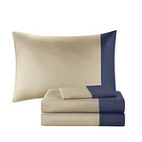 Intelligent Design Robbie 7-Piece Twin XL Comforter Set – Lightweight All-Season Plaid Bedding, Navy/Tan, Cozy Bed-in-a-Bag with Matching Shams & Decorative Pillow, Modern Casual Style Intelligent Design