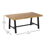 EMMA + OLIVER Whitford Natural Finish Solid Acacia Wood Dining Table with Black Metal Legs for Indoor and Outdoor Use EMMA + OLIVER