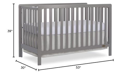 Dream On Me Ridgefield 5-in-1 Convertible Crib in Storm Grey, Greenguard Gold Certified - WoodArtSupply