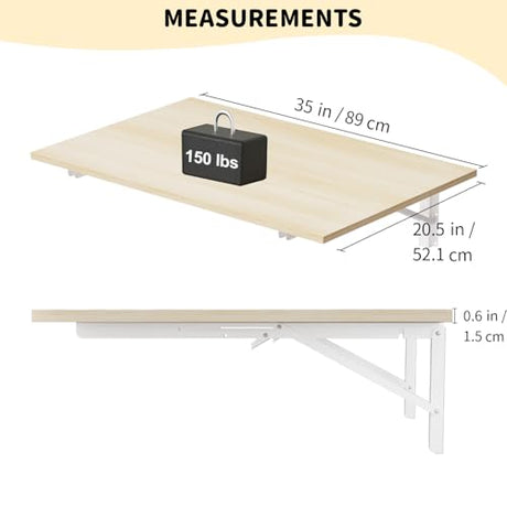 GOYLSER Fold Wall Mounted Table Folding Worktable, Addition to Garage/Home Office/Laundry Room/Home Bar/Kitchen & Dining Room GOYLSER