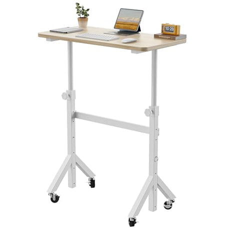 ErGear Small Standing Desk Adjustable Height, 6 Height Settings Up to 46.5″, Walking Pad Desk with Triangular Leg Design, Smooth Mobility with Lockable Wheels, Standing Desk for Walking Pad ErGear