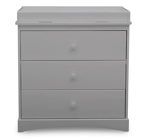 Delta Children Sutton 3 Drawer Dresser with Changing Top and Interlocking Drawers - Greenguard Gold Certified, Grey Delta Children