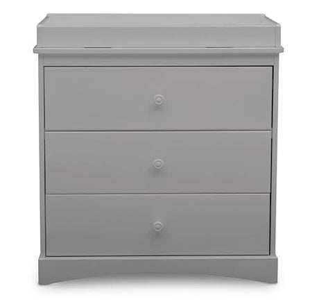 Delta Children Sutton 3 Drawer Dresser with Changing Top and Interlocking Drawers - Greenguard Gold Certified, Grey Delta Children