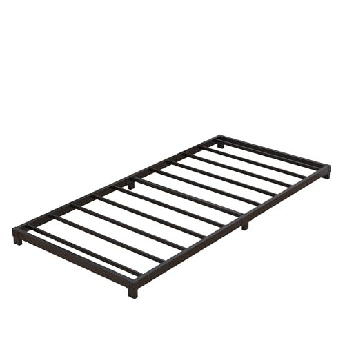 Nailsong 3 Inch Twin Bed Frames Low Profile, Twin Platform Bed Frame No Box Spring Needed, Heavy Duty Metal, Easy Assembly, Black Nailsong