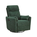 Lexicon Modern Swivel Glider Recliner Chair - Quiet 360 Swivel Chair, Durable Microfiber Upholstered, 2 Pillows, Manual Reclining for Living Room, Small Spaces, Nursery, Apartment, Bedroom, Green