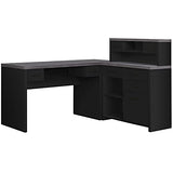 Monarch Specialties Computer Desk L-Shaped - Left or Right Set- Up - Corner Desk with Hutch 60"L (Black - Grey Top) Monarch Specialties