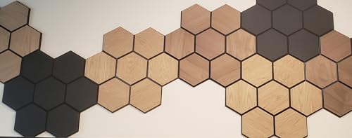 Generic Wooden Hexagon HoneyComb Acoustic Modern Wall Panel. Soundproof decorative felt. 3 sq-ft coverage per panel (Matte Black). 2 panels per package. Generic