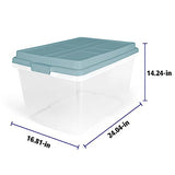 Hefty HI-RISE 72 Qt Large Plastic Storage Bins with Lids, 6 Pack Stackable Containers with Secure Latching Handles, Clear Storage Totes for Garage, Closet, Basement, Clothes and Household Organization Hefty