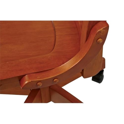 Pemberly Row Traditional Wood Armless Office Chair in Medium Brown Pemberly Row