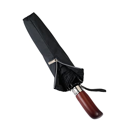 Travel Umbrella 54Inch, Windproof Umbrella,Rain Umbrellas，Large Umbrella,Strong and Portable，Golf 210T Vented for Men and Women，Wooden Handle by Pattecor(Black) Nothers