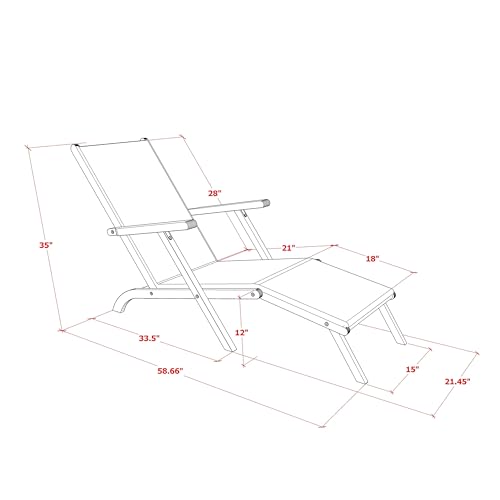East West Furniture BSLCDNA Salinas Patio Chair Lounge - Outdoor Acacia Wood Sunlounger Chair for Poolside, Deck, Lawn, 59x21x35 Inch, Natural Oil
