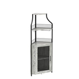 GAOMON Corner Wine Bar Rack Cabinet with Detachable Wine Rack, Bar Cabinet with Glass Holder, Small Sideboard and Buffet Cabinet with Mesh Door (Grey) GAOMON