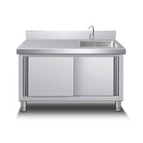 Kitchen Cabinet with Sink Laundry Sink with Cabinet Freestanding Utility Sink with Faucet Outdoor Stainless Steel Sink with Workbench and Storage Cabinet for Restaurant Laundry Room.(120x60x80cm) YHQYCGS